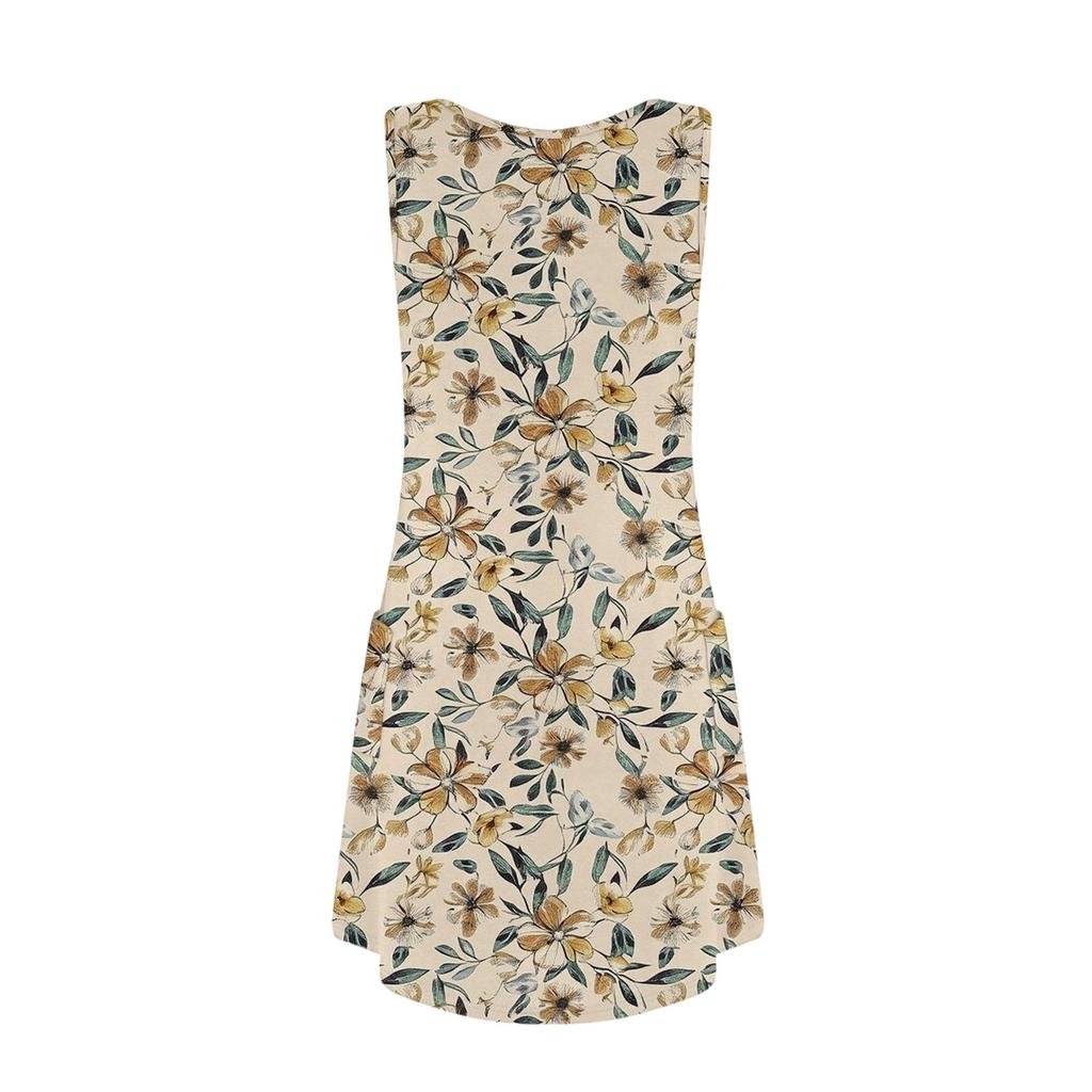 Dames casual zonnejurk met zakken Zomer Boho strandjurk Bloemenblouses voor dames T-shirts Jurk V-hals Losse tankjurken