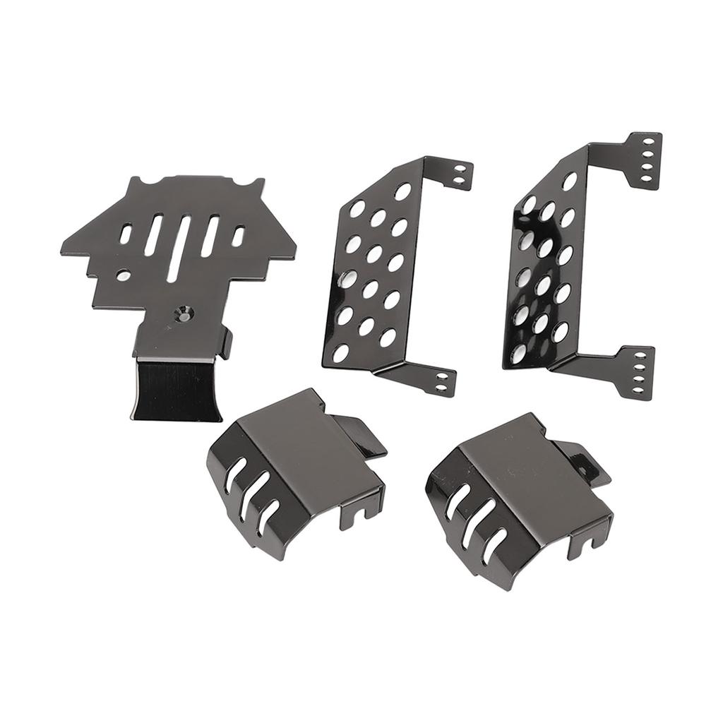 RC Chassis Armors Set Stainless Steel Chassis Protection Skid Plate for Traxxas Black