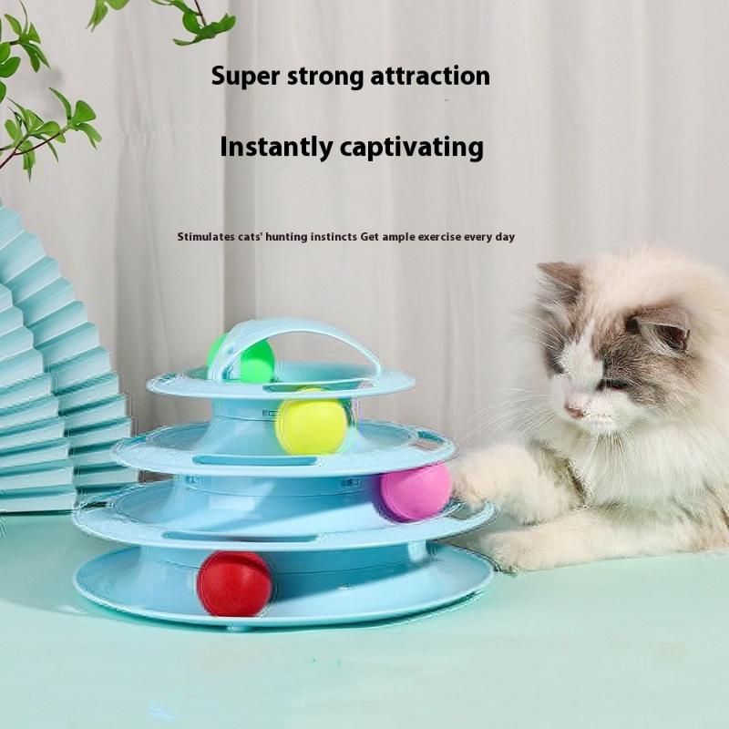 Interaktives Katzenspielzeug Feder Drehbar Haustier Katze Drehteller Bälle Intelligenztraining Katze Unterhaltungsplatte Kätzchen