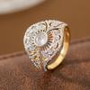 Vintage Hollow Full-set Synthetic Gemstone Ring Copper Material Women Niche Ring For Daily