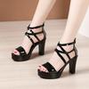 10cm Small Size 32-43 Summer Elegant Bright Leather Gladiator Sandals Platform Shoes 2025 Womens Block High Heels Sandals Dress