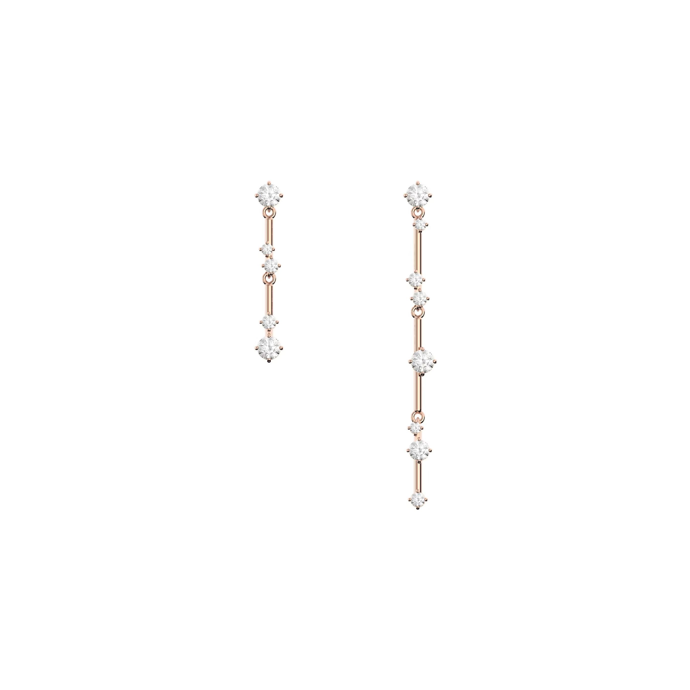 Swarovski Constella Water Drop Asymmetric Design Round Cut Earrings Women earrings Rose-Gold 5640280 Box (Random Color)