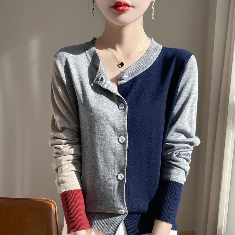 Women's Wool Pullover Qinghe Cashmere 50% Silk 50% Wool Spring and Summer Wool Soft, Comfortable and Warm