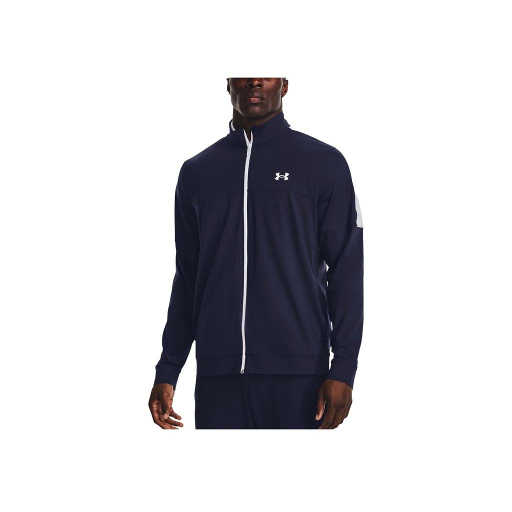 Under Armour Logo Zip Retro Sports Stand Collar Long Sleeve Work Jacket Men Jacket Navy-Blue 1377399-410