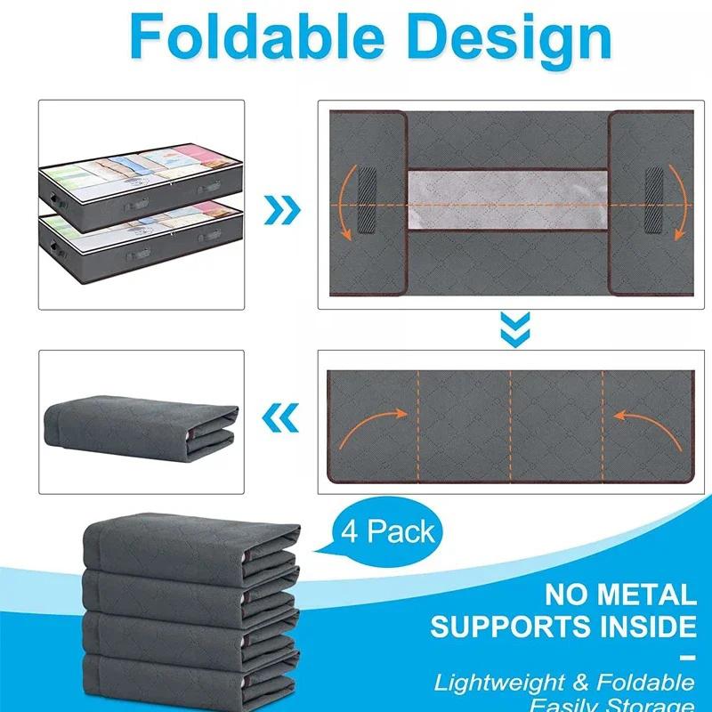 Non-Woven Underbed Quilt Storage Bag Organizer Wardrobe Clothes Dust Moisture-Proof Finishing Bag Foldable Storage Box 100X50X18