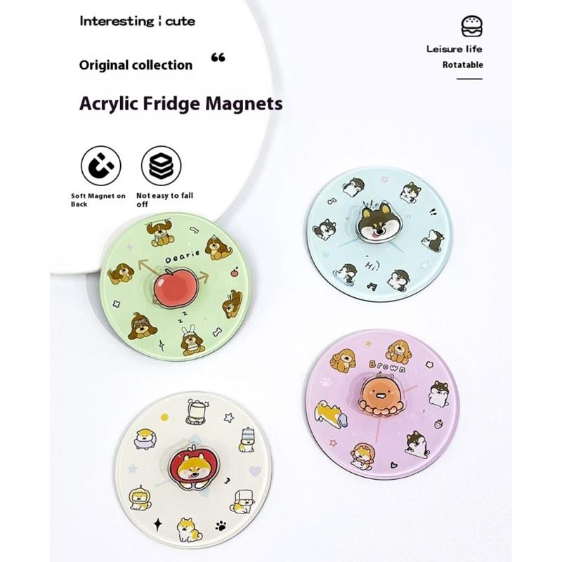 Fun Rotating Cartoon Creature Magnetic Decoration Acrylic For Refrigerator Memo Board Display