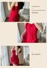 Fiery Red Lips: Slimming Red One-Piece Swimsuit Dress for a Sexy Beach Vacation