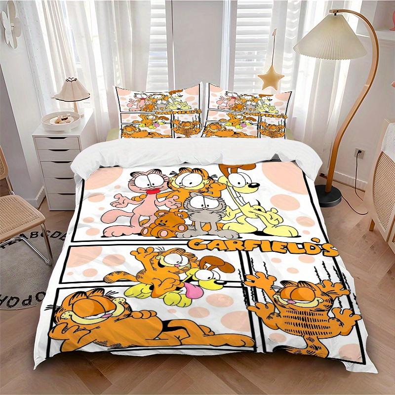 3pcs Garfield's Print Cover Set Ultra Soft, Breathable, and Comfortable Bedding with Stylish Design for Bedroom and Guest Room Decor 1 Cover and 2 Mat