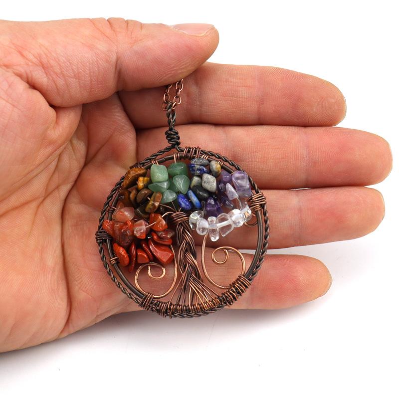 Vintage Handmade Winding Natural Gravel Crystal Tree Of Life Fortune Tree Root Pendant N99