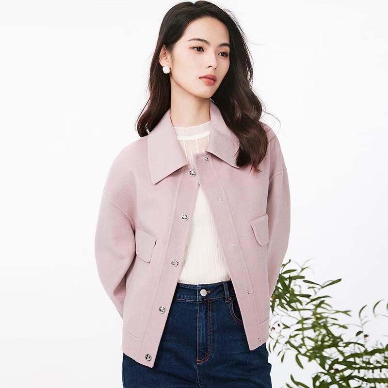 JESSIE Women's Peter Pan Collar Blended Woolen Cropped Coat