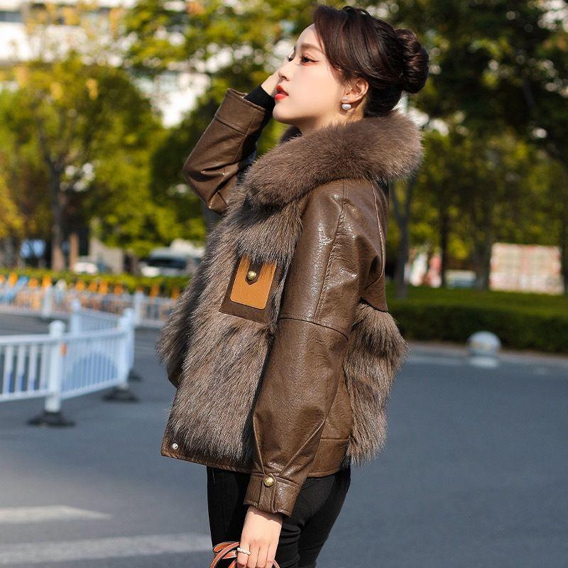 Women's Leather Jacket with Fleece & Cotton