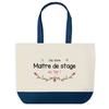 Tote Bag - PLANETEE - Blue Bottom Shopping Bag - Cotton 40 X 45 Cm - Large Size - Made In France