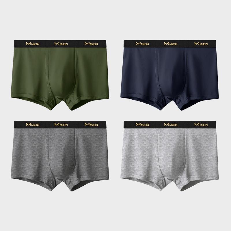 MiiOW 4 Stück Herren Unterwäsche Boxershorts Jugend Baumwolle Herren Boxershorts, Atmungsaktive Unterwäsche