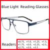 Readers Men Blue Light Blocking Reading Glasses Metal Frame Spring Hinge Presbyopia +0.50-3.5 Diopter Magnifier Lens Eyewear