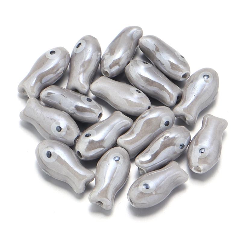 10 Pieces Artistic Double Sided Ceramic Fish Beads Crafting Supplies Spacers For Homemade Jewelry Phone Chains