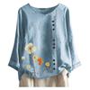 Women Casual Floral Print Long Sleeve Button  Loose T-Shirt Top Blouse
