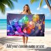 Abstract Geometric Theme Soft Beach Towel Personalized Custom Name Text Towel Portable for Beach Pool Travel