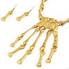 Halloween Skeleton Hand Necklace Jewelry with Earrings Alloy Claw Decorative
