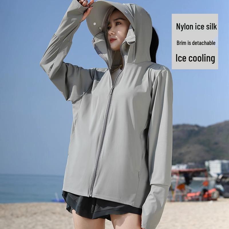 Women's UPF 50+ Detachable Large Brim Sun Protection Jacket - Ice Silk, Breathable, Spring/Summer Sunscreen Clothing