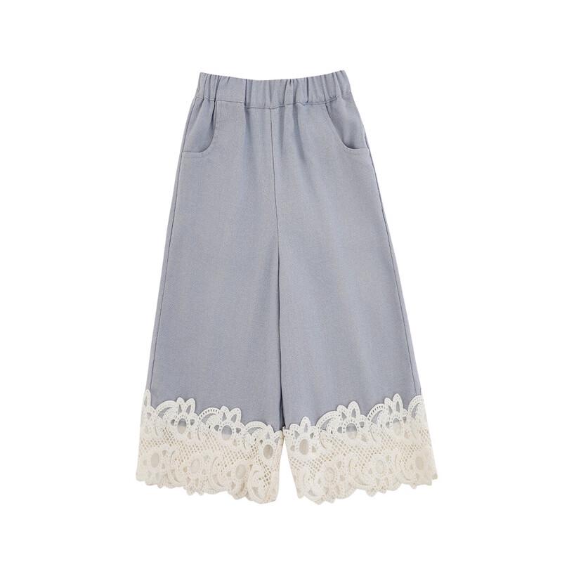 Yoyou Girls  High-Elastic Lace Cropped Straight-Leg Pants 100