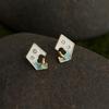 The Bird Collection: Gradient Enamel Zircon Geometric Stud Earrings - Light Luxury Literary Fashion Style