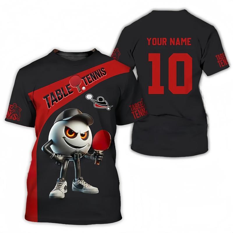 

Table Tennis Pattern T Shirt For Men Custom Name Pingpong T-Shirt Training Short Sleeves Tops Sports Tee Shirts S