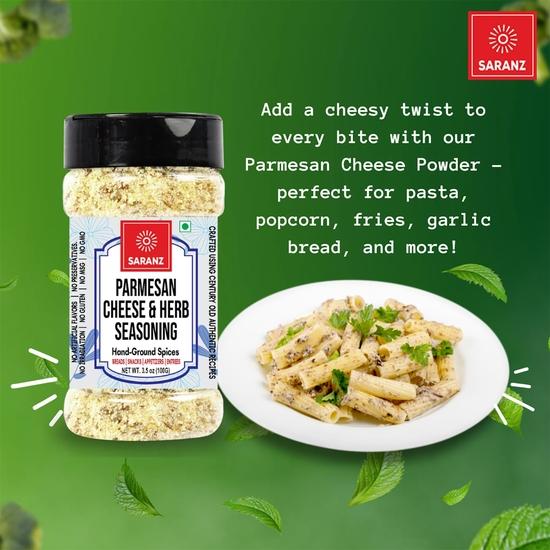 SARANZ Parmesan Käse & Kräuter Exotische Würzmischung Spezielle Würzmischung Hergestellt mit frischen Kräutern Aromatische Gewürze Am besten zur Zubereitung von köstlichem Käse/-100 Gramm