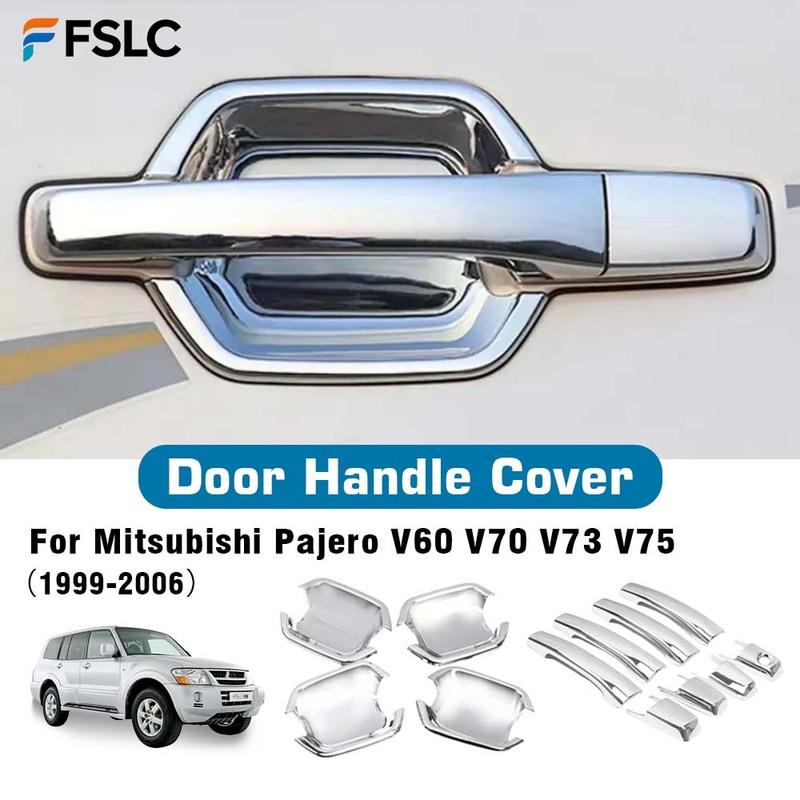Car Decoration Door Bowl Handle Cover For Mitsubishi Pajero V60 V70 V73 V75 1999-2006 Carbon Fiber Chrome Silver Glossy Black