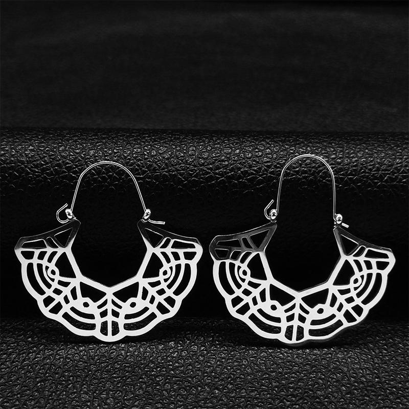Trendy Yoga Lotus Flower Earrings Stainless Steel Gold Color Hoop Earrings for Women Jewelry boucles d'oreilles E9360S01