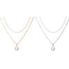 Pearl Necklace Double-layer Simple Alloy Female Clavicle Chain for Party