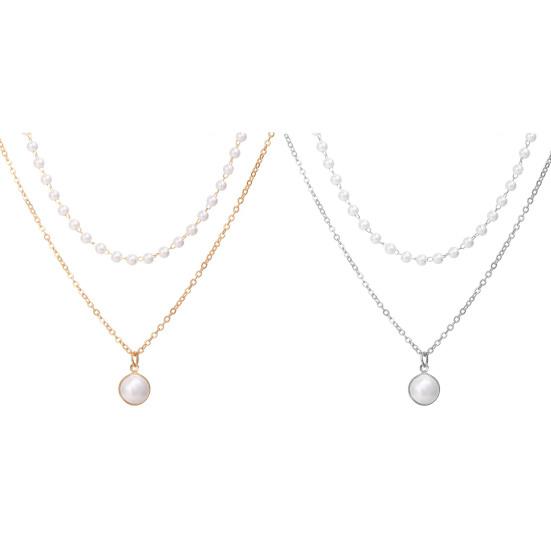 Pearl Necklace Double-layer Simple Alloy Female Clavicle Chain for Party