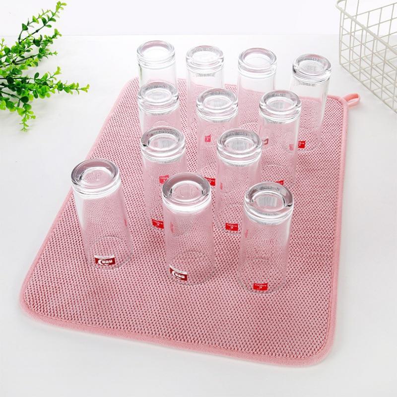 Kitchen Dish Drying Mat Microfiber Absorbent Table Placemat Non-Slip Heat Resistant Drain Pad Cabinet Drying Mats Bathroom Mats