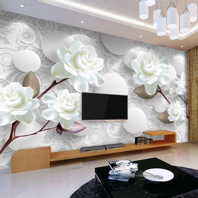 Custom Mural Wallpaper European Style 3D Stereoscopic Relief Flower Circle Ball TV Background Wall Decor Wallpaper Living Room