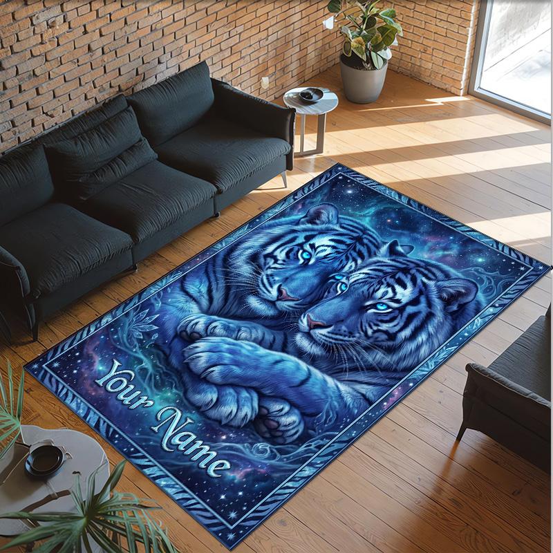 Covor de podea din catifea de cristal cu tematică de leopard, covor cald personalizat cu nume și text, decorațiune pentru casă