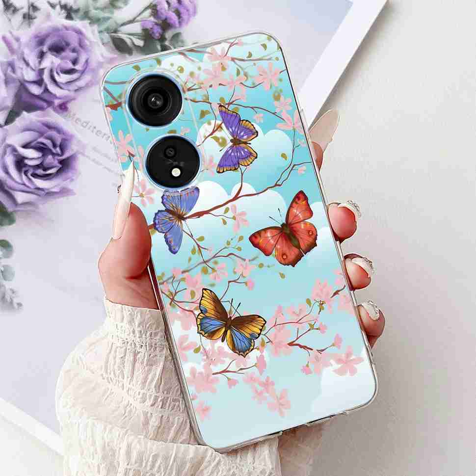 For Oppo A1 Pro 5G 6.7" Case Fashion Flower Painting Soft Silicone TPU Back Cover For Oppo A1 Pro a1 Pro PHQ110 Cases Bumper