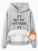 European Size Autumn/Winter Women's Hoodie with Kangaroo Pocket and Attitude Print
