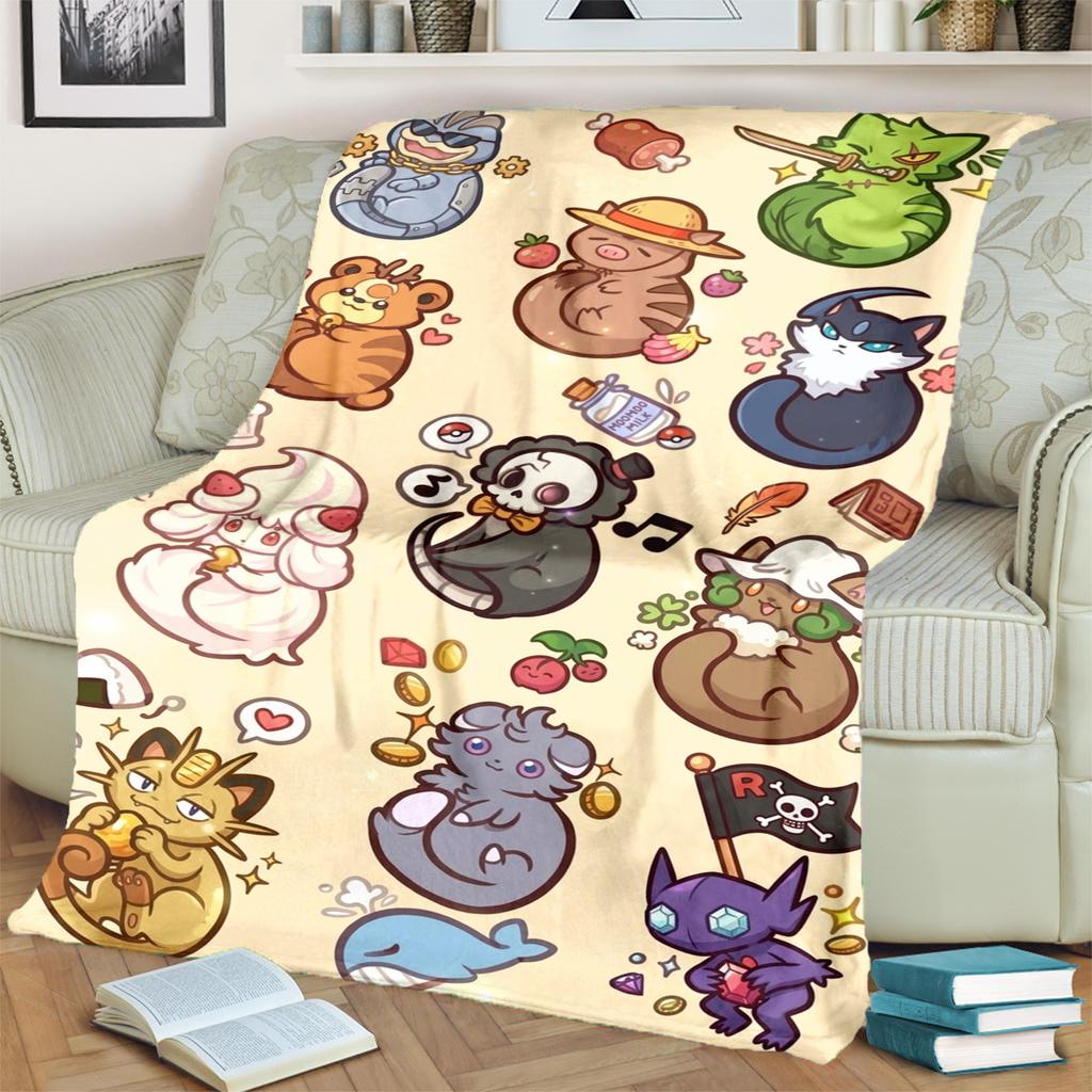 Pokémon Comfortable Print Flannel Blanket for Travel, Bedrooms, Sofas, Beds, Chairs, Picnics-kwq174