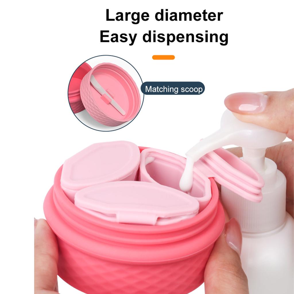 3 In 1 Travel Silicone Makeup Containers for Toiletries Shampoo Lotion Refillable Empty Jars Portable Containers Pink