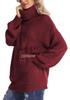 2026 Autumn/Winter Women's Loose High Neck Cable Knit Sweater Pullover