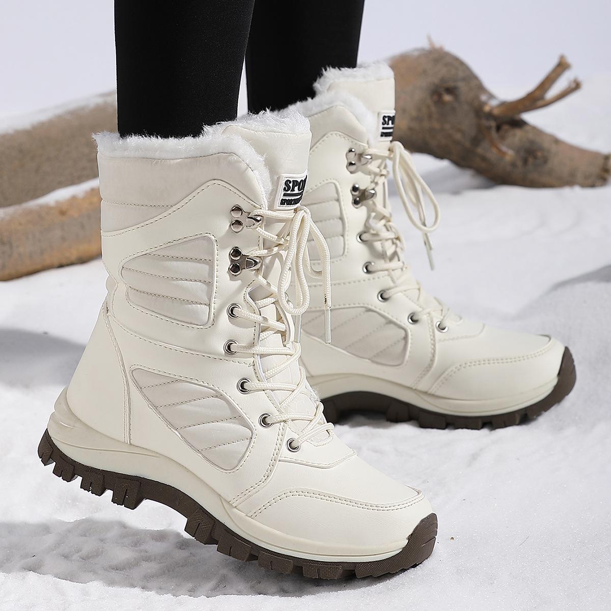 

Large size winter new cotton shoes men s thickened long-haired piled warm snow boots high-top women s boots non-slip 36