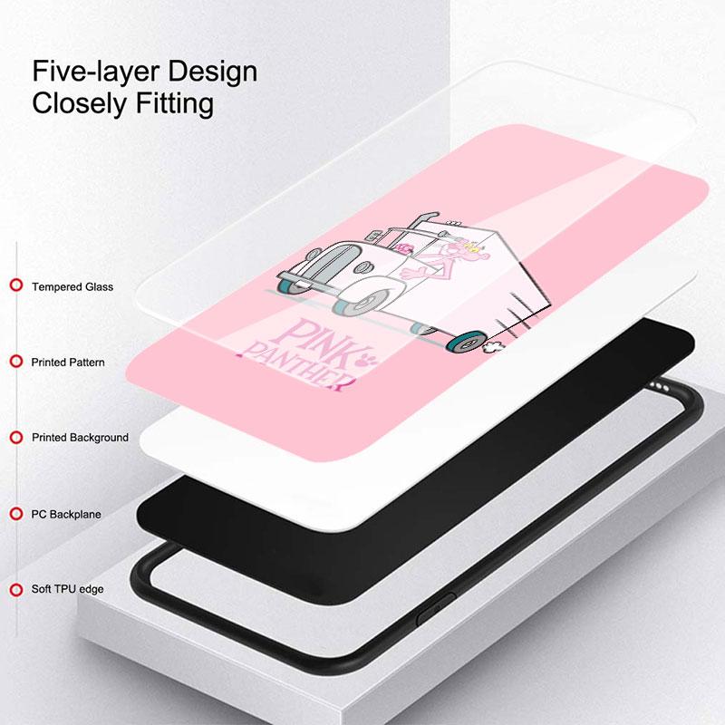 Süße lustige Pink Panther Glashülle für Samsung Galaxy S20 FE S21 Plus S22 Ultra Note 20 10 Lite 9 S10 S9 S8 S10e Telefonhülle Sac