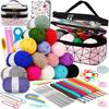Kit de crochet pour adulte débutant, ensemble d'animaux au crochet avec fil de 16 couleurs et manuel d'instructions, kit de crochet portable pour débutant, kit de crochet pour débutant à double couche