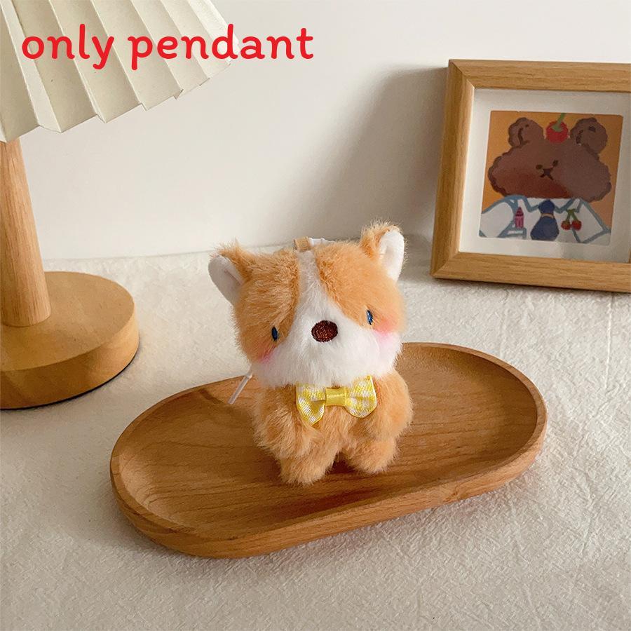 Милая Плюшевая Собачка с Короткой Шерстью и Бантиком для Украшения Рюкзака жёлтый