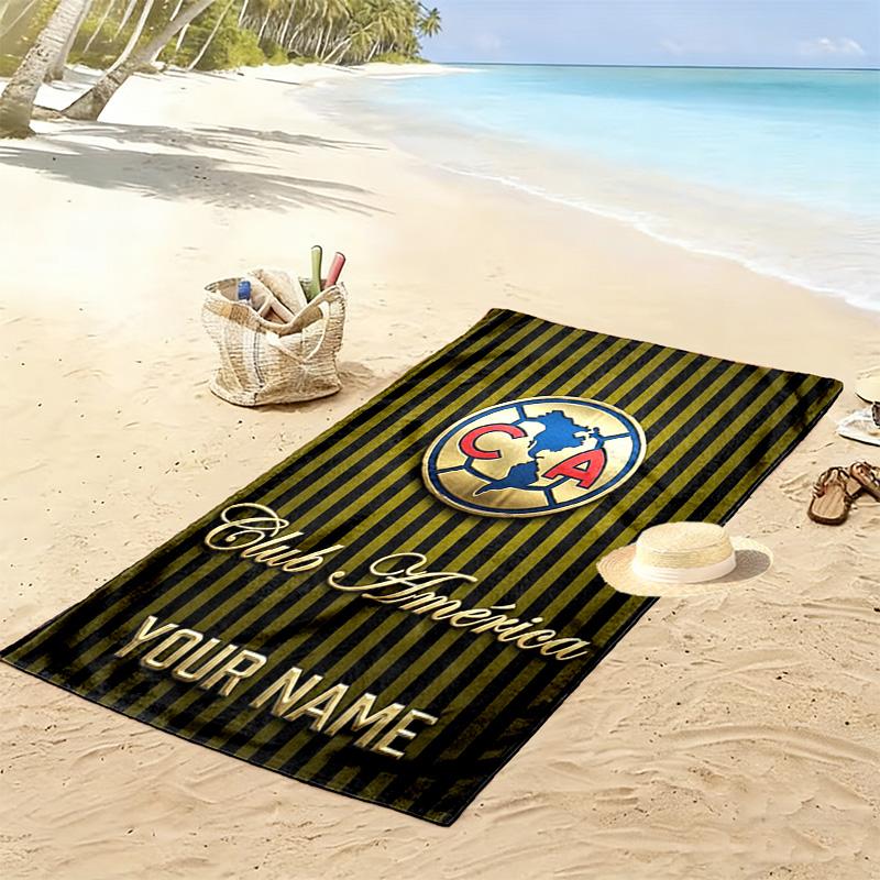 Name Custom Fc Club America Print Beach Towel, Large Soft Quick Dry Towel for Beach Camping Swimming