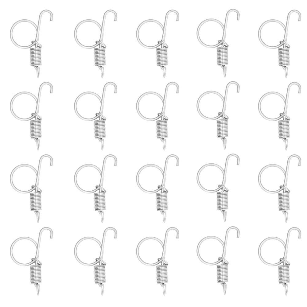 20 Stück Edelstahl Federhaken Silber Langlebig Stall Zuchtrahmen Haken Zugring Halterung Profil Elastisches Teleskopdesign