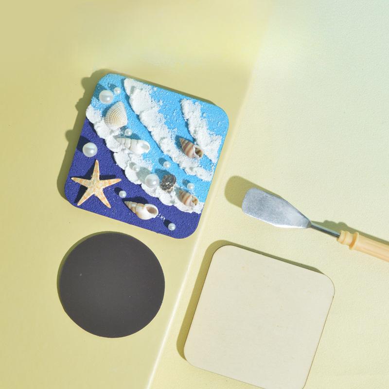 Quartz Sand Texture Painting Fridge Magnets Handmade DIY Material Package Ocean Refrigerator Magnet Home Decor