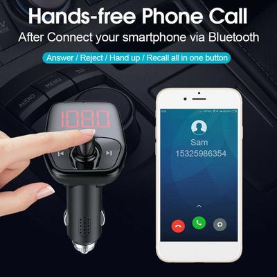 Trasmettitore FM per chiamate in vivavoce Bluetooth per auto, disco U, lettore MP3, kit caricabatterie, lettore musicale Mp3
