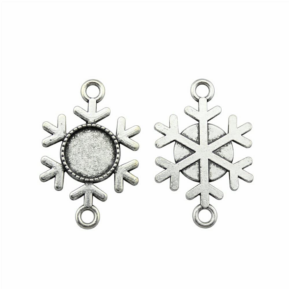 

5 шт., круглый разъем в виде снежинки, стиль, камея, кабошон, кулон, основа, ювелирные компоненты, аксессуары, античное серебро, цвет, цинковый сплав, 12 мм