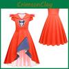 New Children's Cosplay Magical Circus Performer Character Costume Dress 81766 European American Style Milk Silk Irregular Skirt Cartoon Pattern