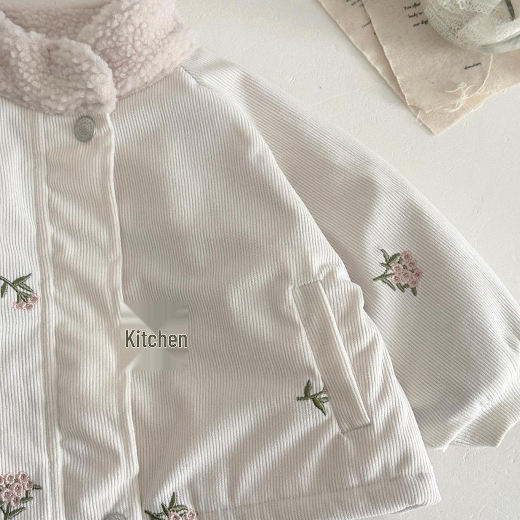 Fashionable Girls' Winter Cotton Jacket with Fleece Lining - Warm, Padded Outerwear for Children
